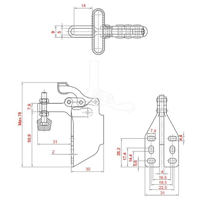 Vendita online Bloccaggio verticale base piatta montaggio frontale braccio regolabile 70 Kg.